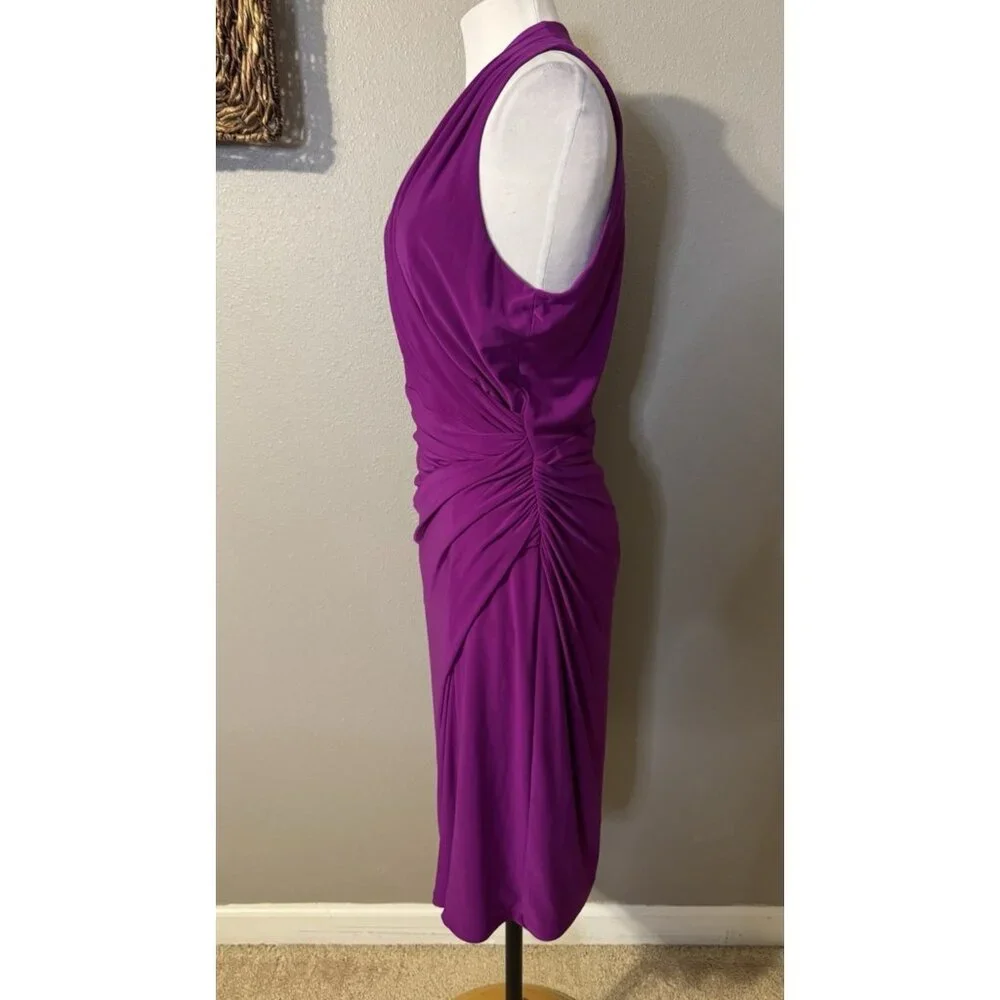 Ralph Lauren Dress 12 Magenta Purple Pink Stretch Sleeveless V Neck Washable